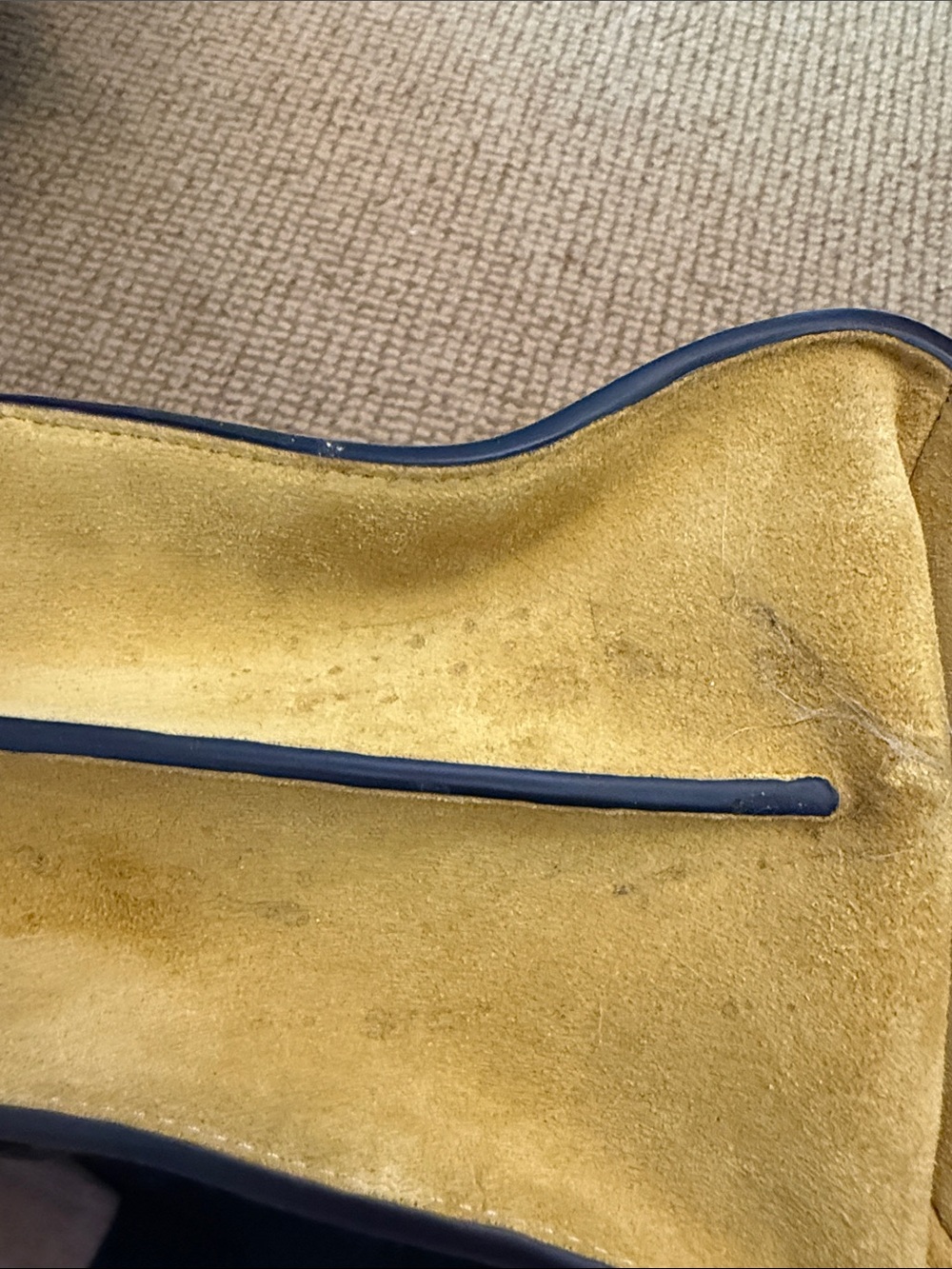 Tory Burch Navy Leather Shoulder Bag with Yellow Accent Corners - Picture 7 of 7